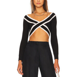 Lovers And Friends 'Teagan' Black Cropped Stripe Sweater Size S